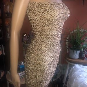 Gold sequins mini dress